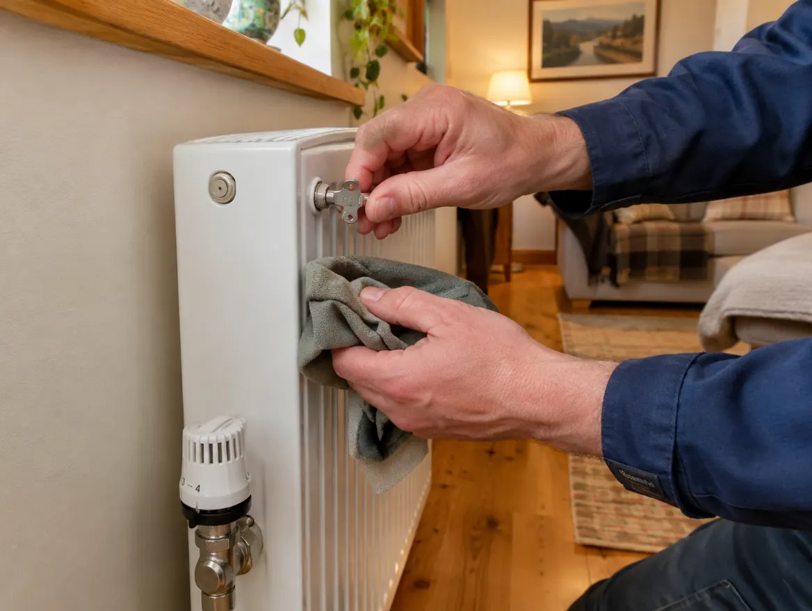 Bleeding a radiator in a Galway living room